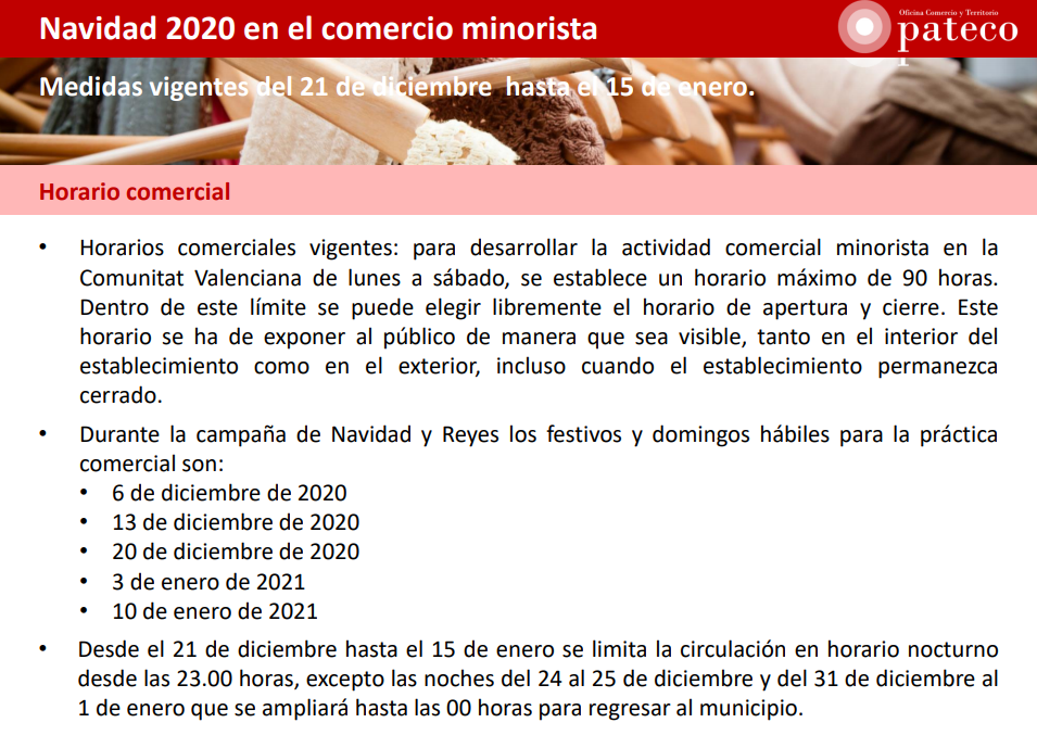 Navidad 2020 en el comercio minorista: Medidas vigentes del 21 de diciembre al 15 de enero